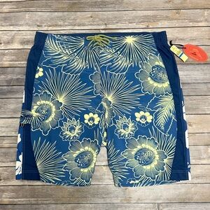 Tommy Bahama Blue Yellow White Fiesty Fiesta Tropical Breakwater Board Short XL